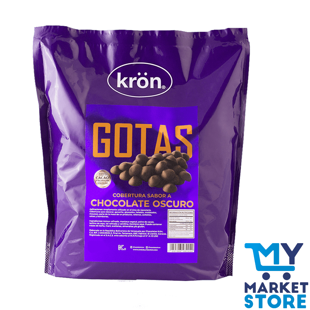 GOTAS DE CHOCOLATE PARA COBERTURA BITTER KRON 500G